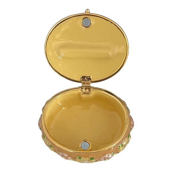 Vintage Joan Rivers Pin And Trinket Box Enamel Crystals Floral Design 3J - Picture 5 of 6